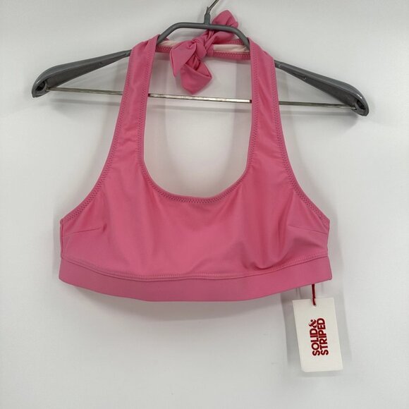 Solid and Striped Reagan Halter Bikini Top Swim sz M NWT Pop Bubblegum Pink - Picture 1 of 7